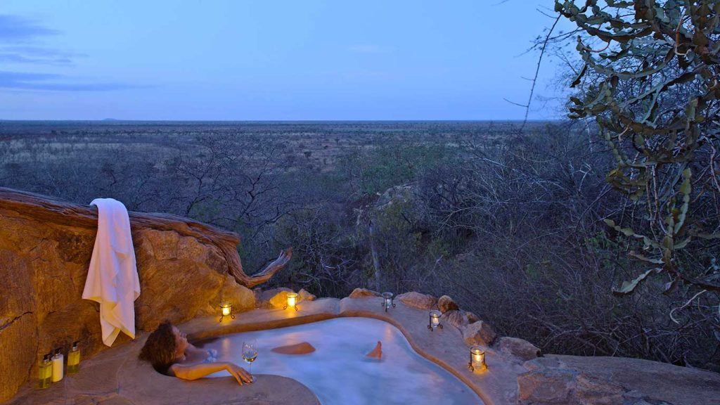 Elsa's-Honeymoon-Cottage-outdoor-bath-Meru National Park-Mateys Wild Tours