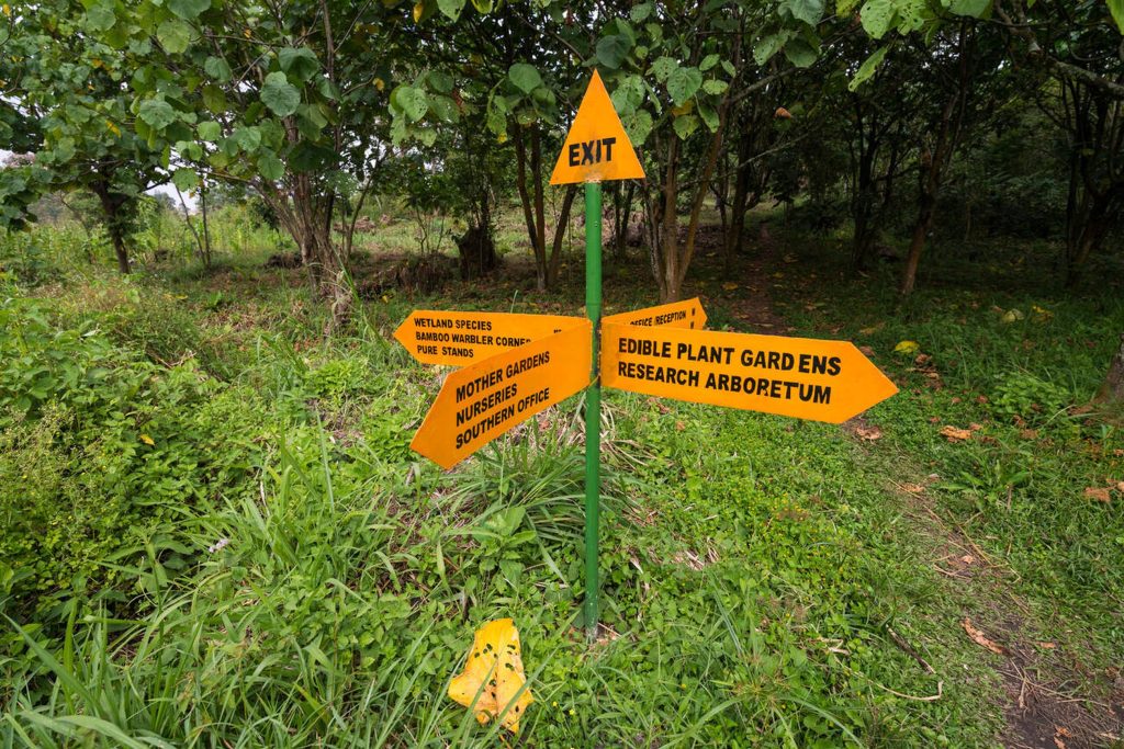 Entebe Botanical Garden Sign-Mateys Wild Tours
