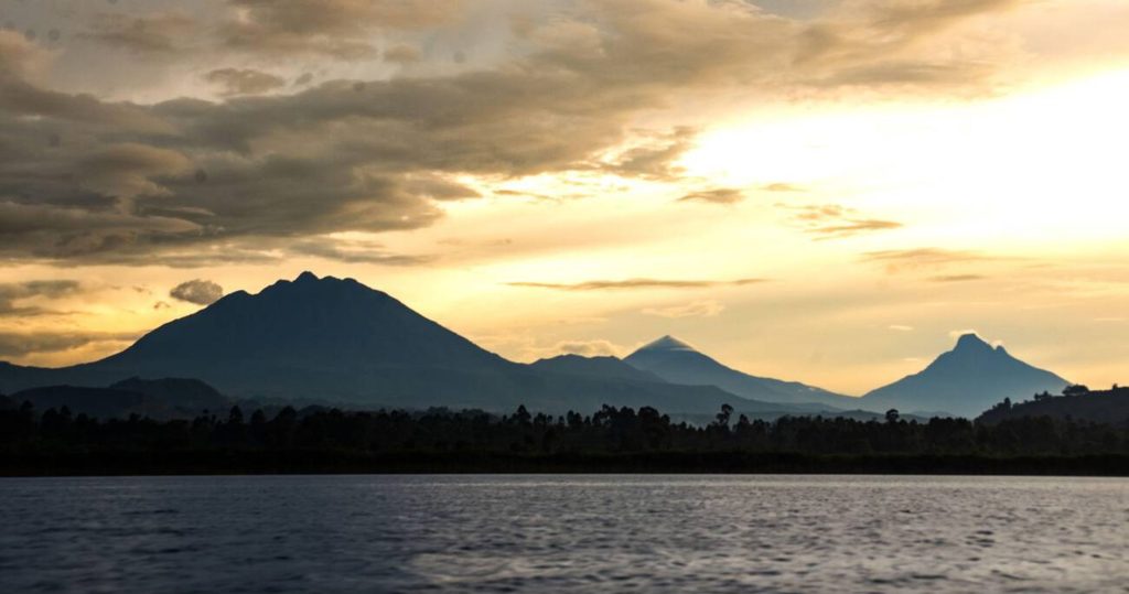 Mountains Muhabura, Gahinga and Sabinyo in Mgahinga Gorilla National Park in Kisoro, Uganda-Mateys Wild Tours.